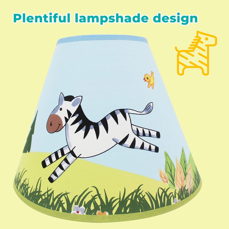 Fantasy Fields - Sunny Safari Animals Thematic Kids Table Lamp, for Girls & Boys Rooms with Printed Zebra Lampshade & Sculpted Monkey, Giraffe, & Tiger Base, Jungle Lamp for Nurseries & Baby Rooms - Image 3